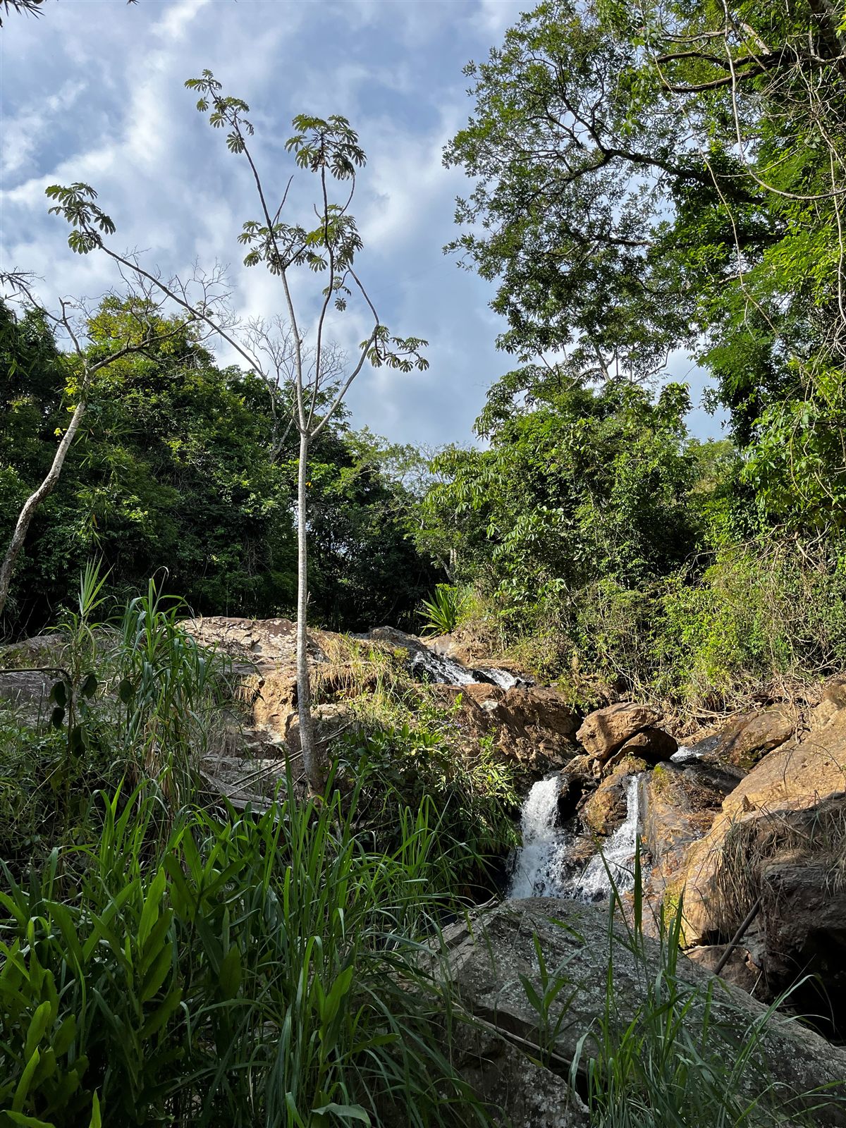 Trecho rochoso do curso d'água na Cachoeira do Moisés