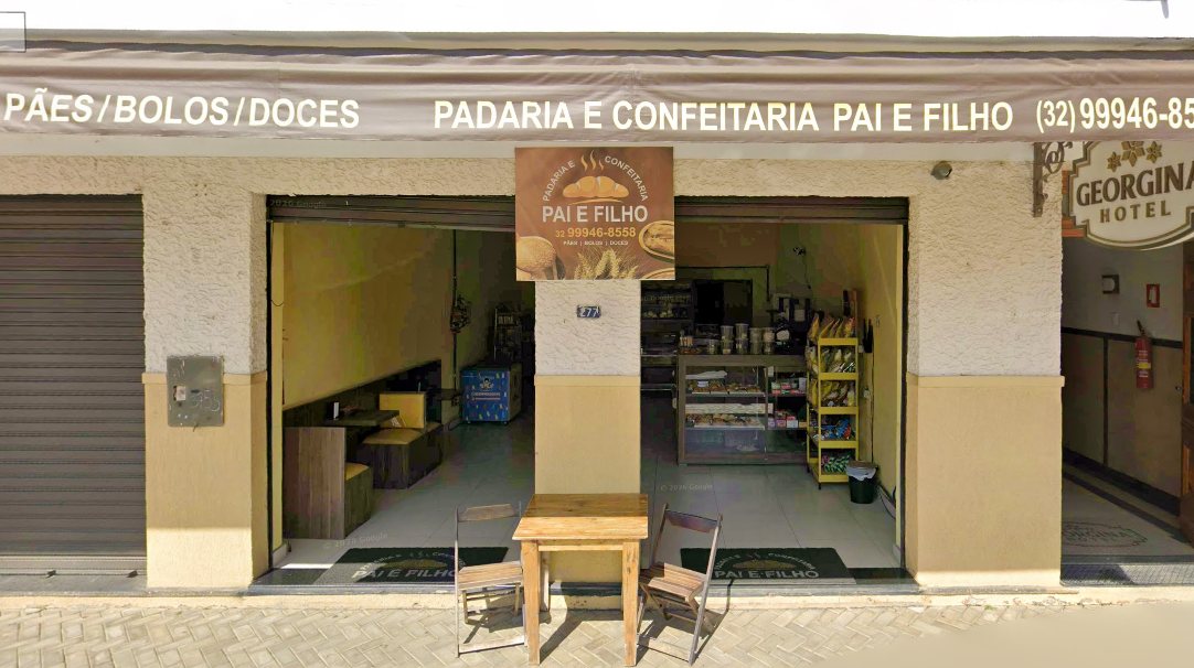 Fachada da Padaria e Confeitaria Pai e Filho em São Geraldo